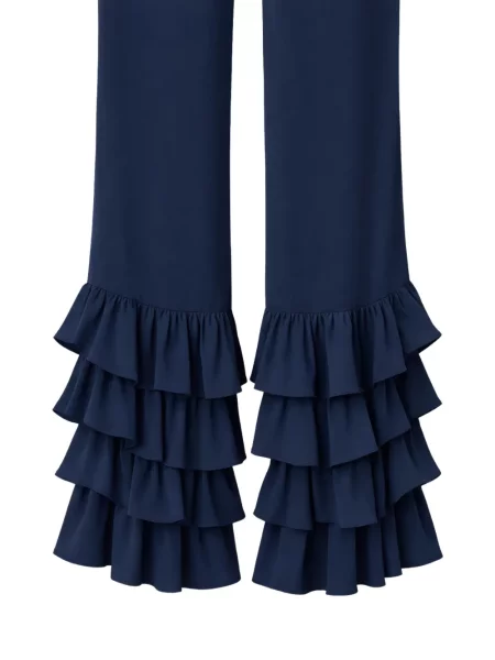 Hlače Silk95five s volanima plava