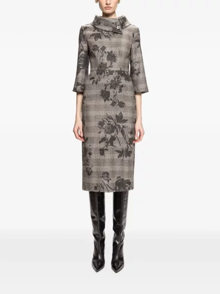 Rochie midi Nissa cu model floral cu imagine gri