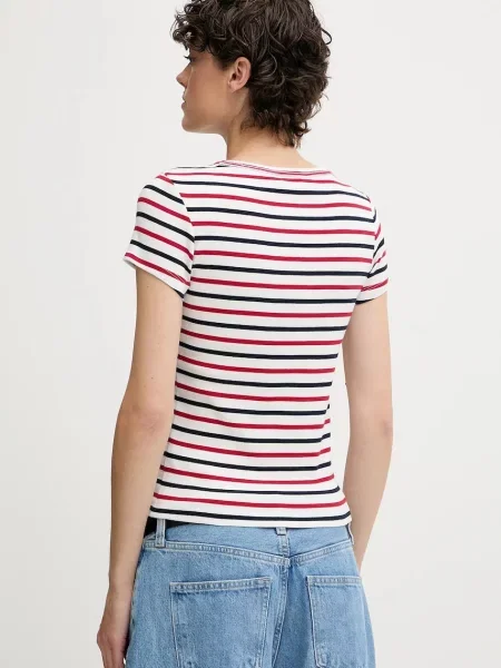 Tommy Jeans kratka majica iz bombaža z elastanom bela