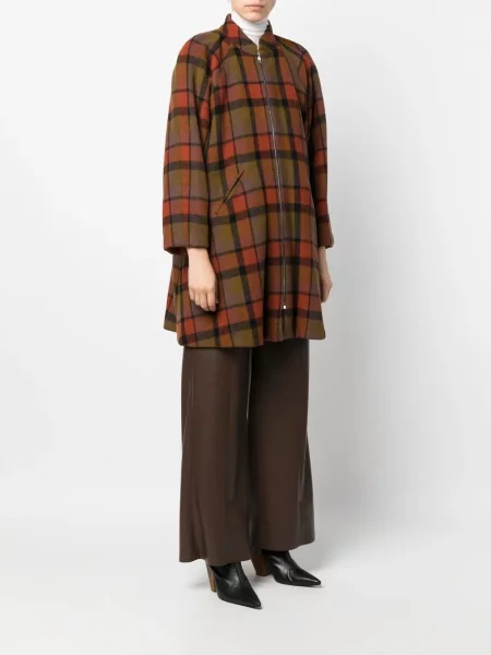 Kostkovaný retro stehno kabát A.n.g.e.l.o. Vintage Cult oranžový