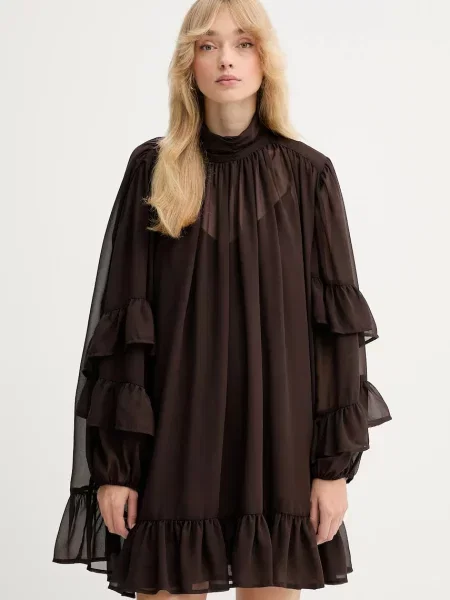 Gestuz sukienka mini rozkloszowana brązowy