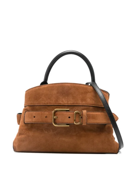 Geanta de piele Marc Jacobs din piele cu cataramă maro
