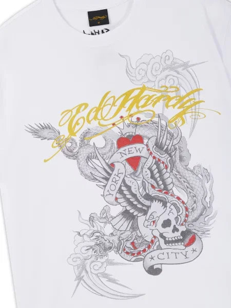 Ed Hardy Tričko Storming New York žltá / sivá biela