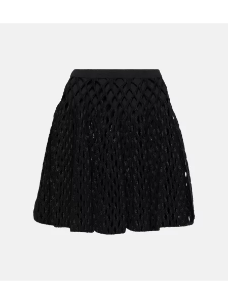 Vlněné sukně Alaã¯a s vysokým pasem černé