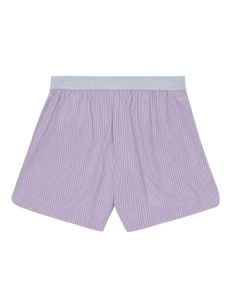 Pantaloni scurți Ganni cu dungi violet