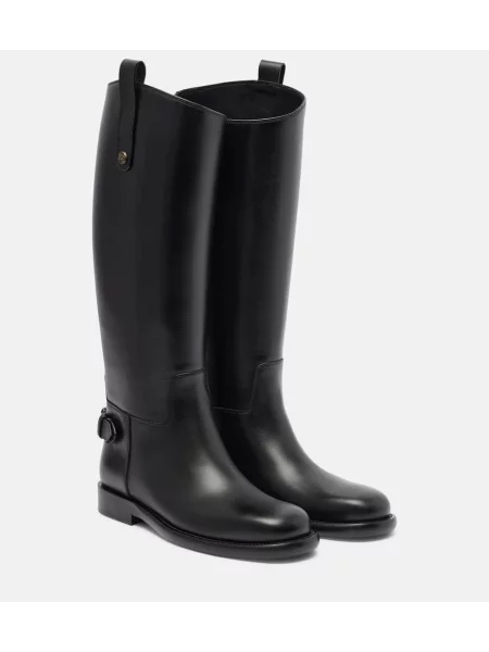 Kožne čizme Burberry crna