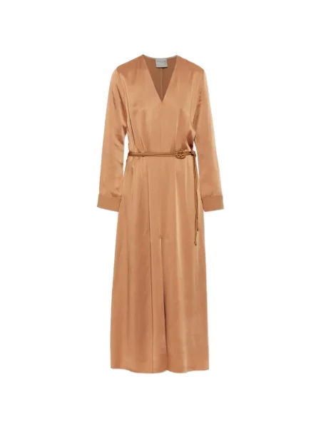 Cu centură rochie maxi Forte_forte din satin portocaliu