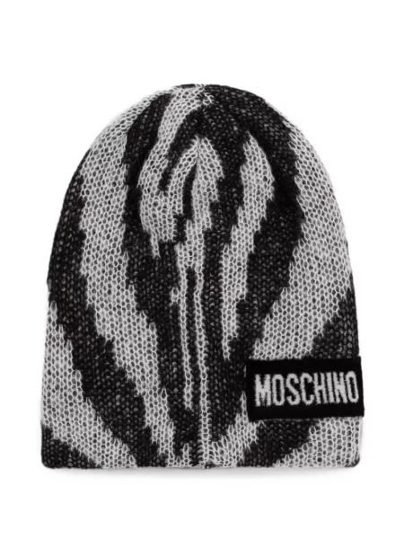 Căciulă Moschino cu model zebră cu autograf gri