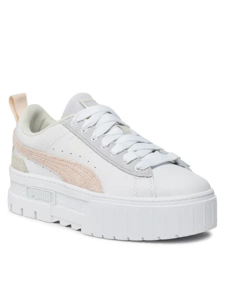 Sneakerși Puma Platform din piele cu platformă alb