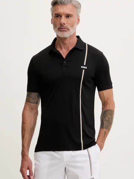 Tricou polo Boss Green negru