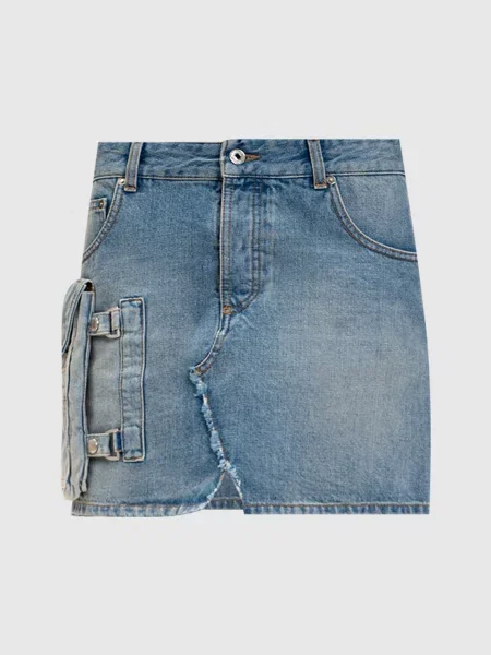 Джинсова спідниця міні Off-white блакитна