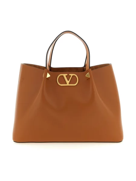 Shopperka Valentino Garavani skórzana brązowa