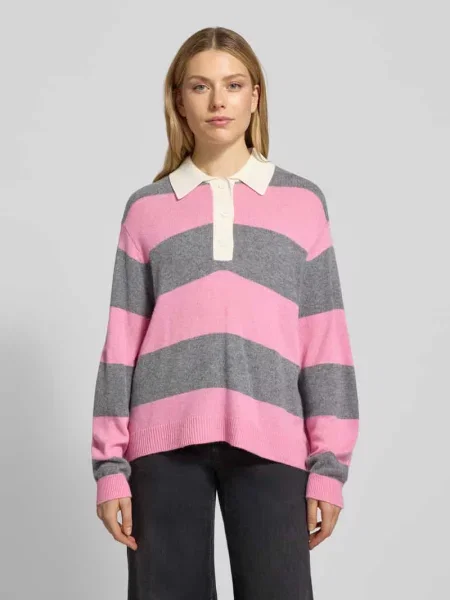 Sweter z dzianiny w kroju regular fit z Mieszanka wełny i Domieszka kaszmiru Model JARN' Essentiel Antwerp różowy
