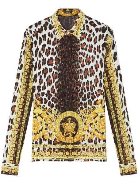 Bluză Versace cu imagine cu model leopard galben