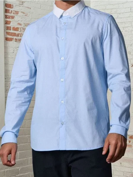 Sinsay koszula slim fit błękitny