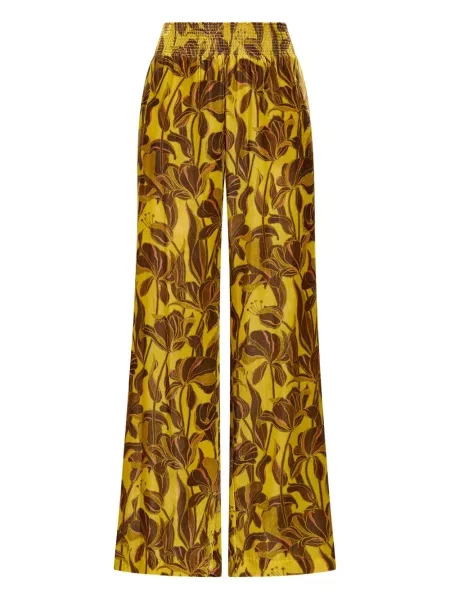 Pantaloni Maliparmi cu model floral galben