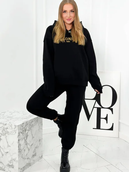 Pantaloni Kesi cu broderie negru