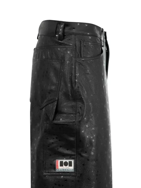 Kožené šortky cargo Nahmias s potiskem černé