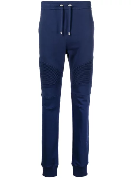 Žebrované kalhoty Balmain s potiskem modré