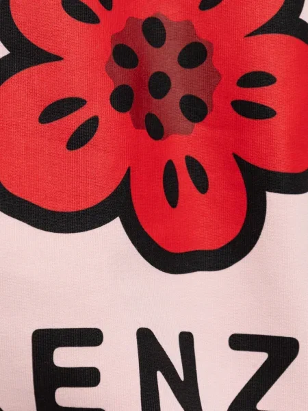 Суичър с качулка Kenzo на цветя с принт розово