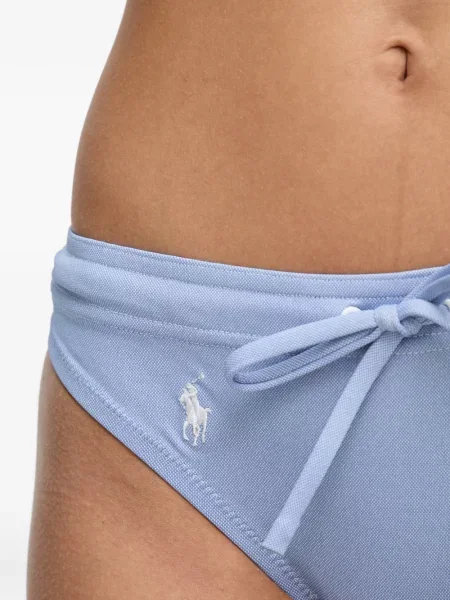 Papuci Polo Ralph Lauren din piele cu autograf cu cordon albastru