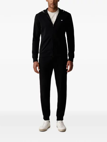 Суичър с качулка Emporio Armani бродиран черно