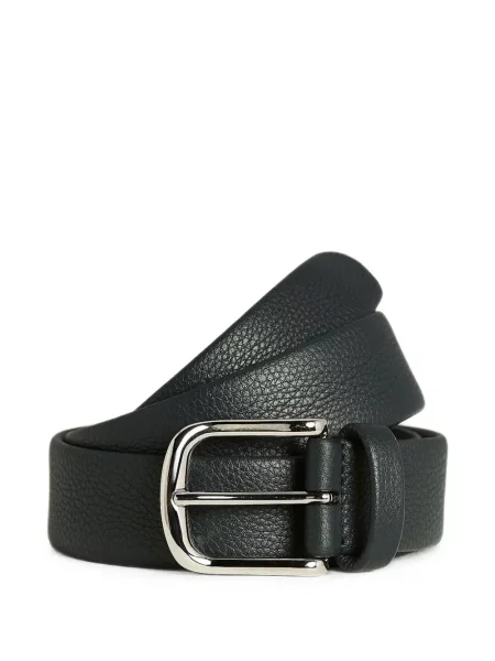 Cu centură curea Kiton din piele negru