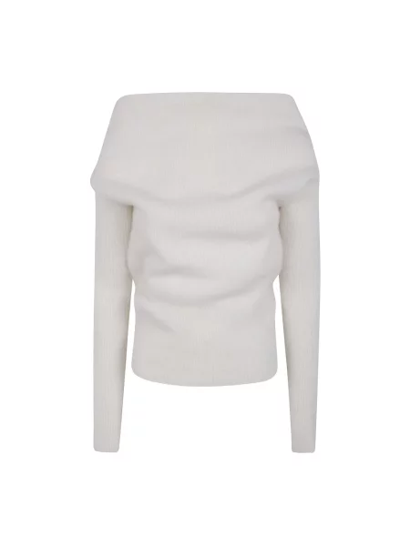 Sweter Rick Owens wełniany z odkrytymi ramionami biały