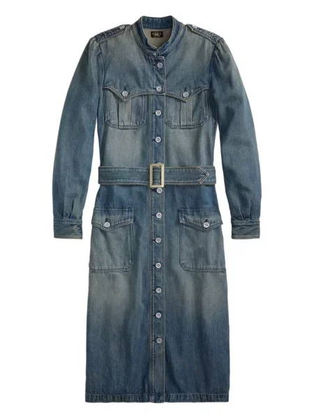 Rochie din denim Ralph Lauren Rrl de costum albastru