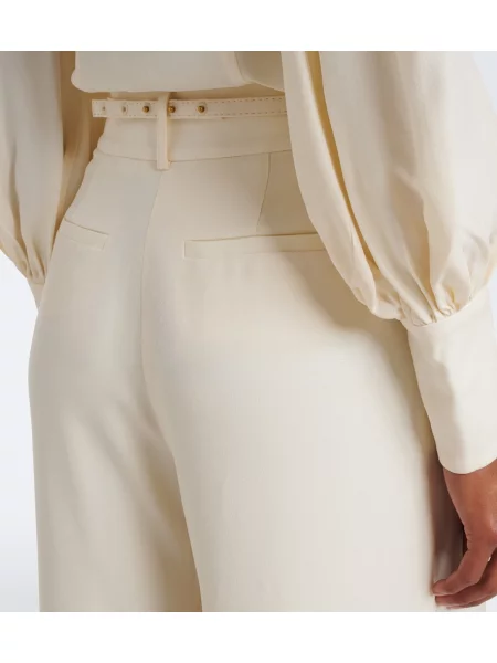 Cu centură pantaloni Zimmermann alb