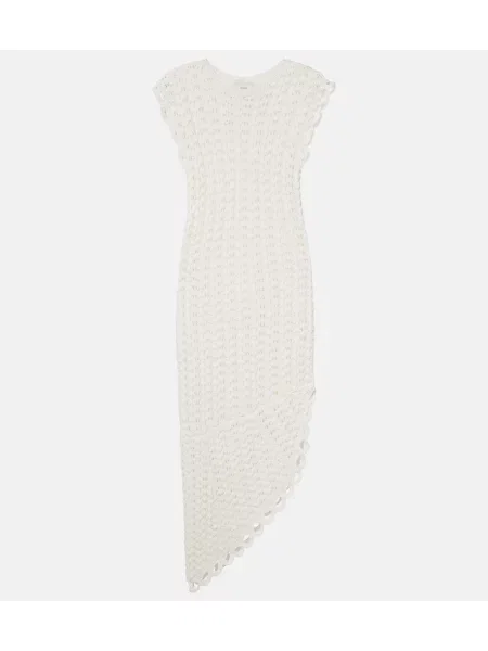 Rochie midi Loulou De Saison asimetrică alb