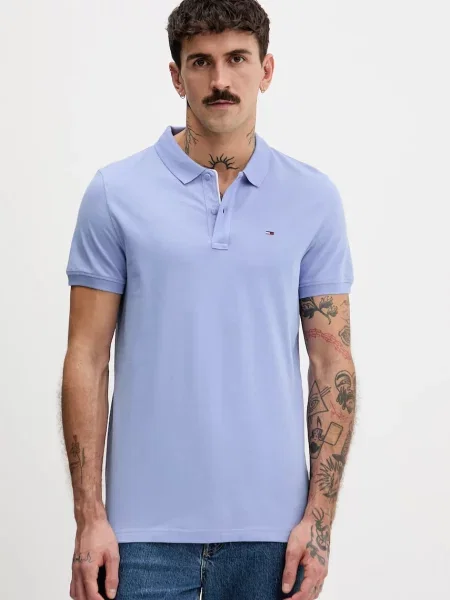 Tommy Jeans polo gładki niebieski