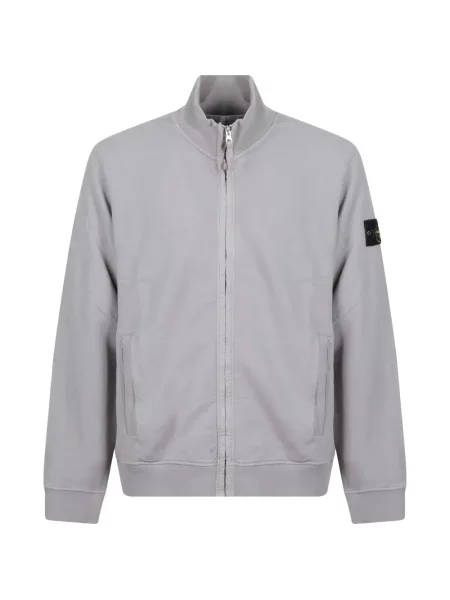 Geacă Stone Island din fleece cu strasuri alergare gri