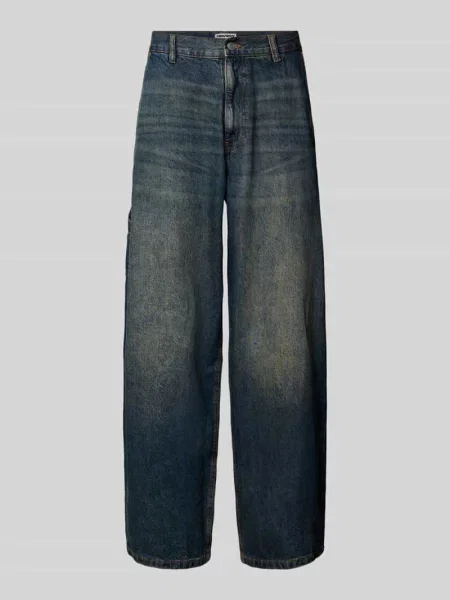 Jeansy o kroju baggy fit z wpuszczanymi w stylu francuskim Review granatowe