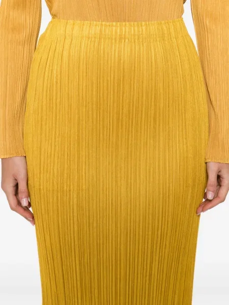 Fusta plisata Pleats Please Issey Miyake plisată galben