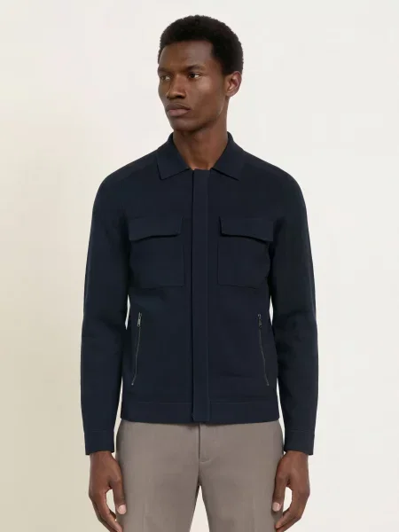 Reiss Pletená Bunda Fleetwood tmavě modrá