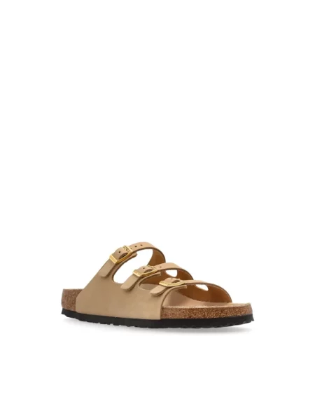 Klapki Birkenstock skórzane beżowe