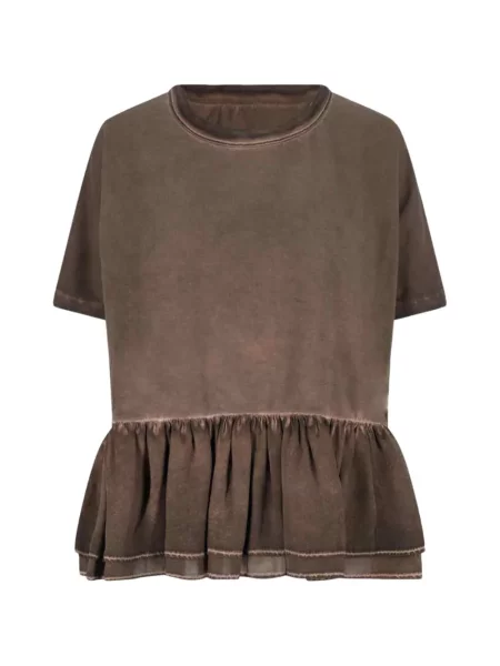 Tricou Uma Wang cu volane maro
