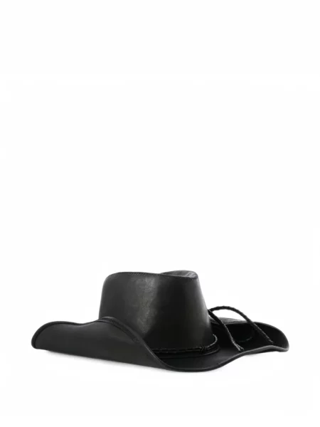 Căciulă Ann Demeulemeester din piele țesută negru
