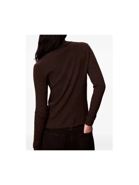 Sweter z golfem Calvin Klein wełniany do golfa brązowy