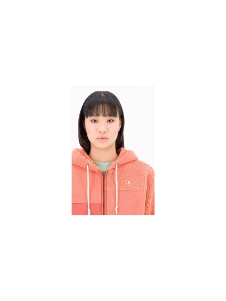 Champion Patchwork Velour Fleece ZIP-UP Hoodie Kobiety Bluzy i bluzy z kapturem Champion Size: M pomarańczowy