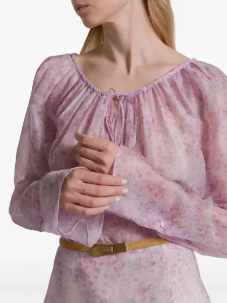 Bluză Alberta Ferretti cu model floral lungă violet