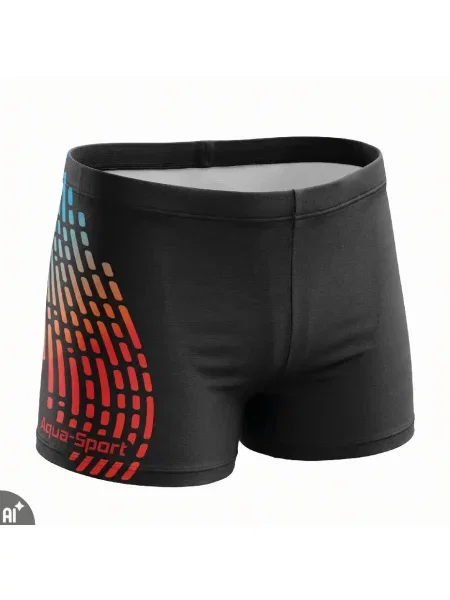 Kąpielówki chłopięce bokserki basen spodenki pływackie Aqua-Sport Cosmo II Wave czarne