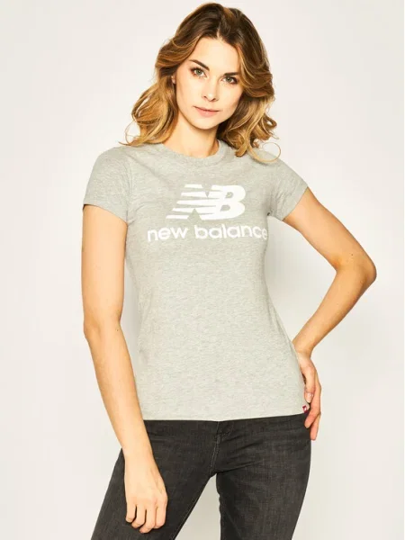New Balance Tricou Essentials Stacked Logo Tee Athletic Fit gri