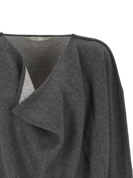 Lung pulover Carven drapat gri