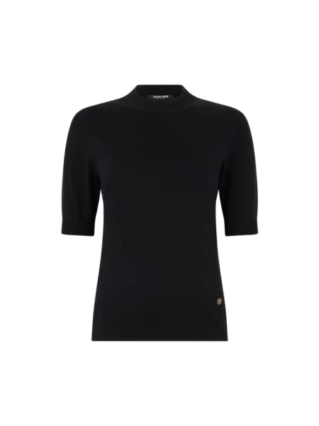 Sweter Roberto Cavalli z wysokim kołnierzem czarny