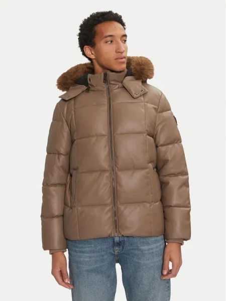 Guess Geacă din imitație de piele maro