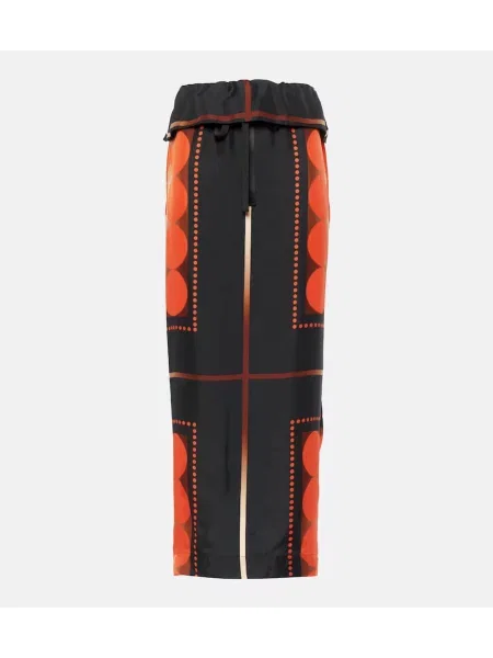 Fusta maxi Khaite de mătase cu imagine portocaliu