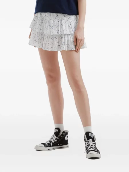 Fustă cu volane Chocoolate cu model floral cu volane alb