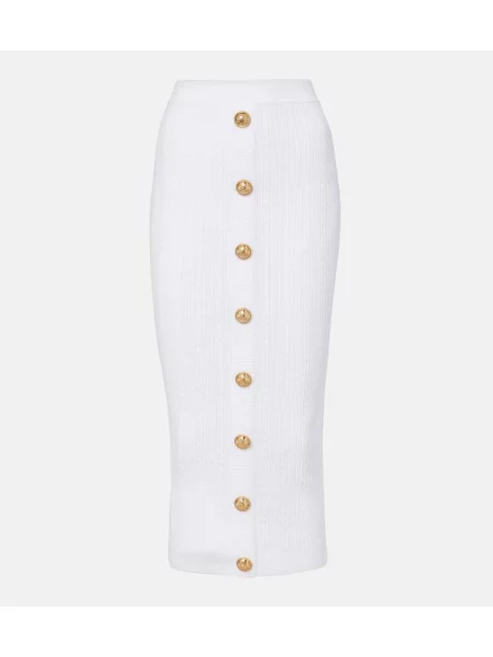 Fustă midi Balmain tricotate până la genunchi alb